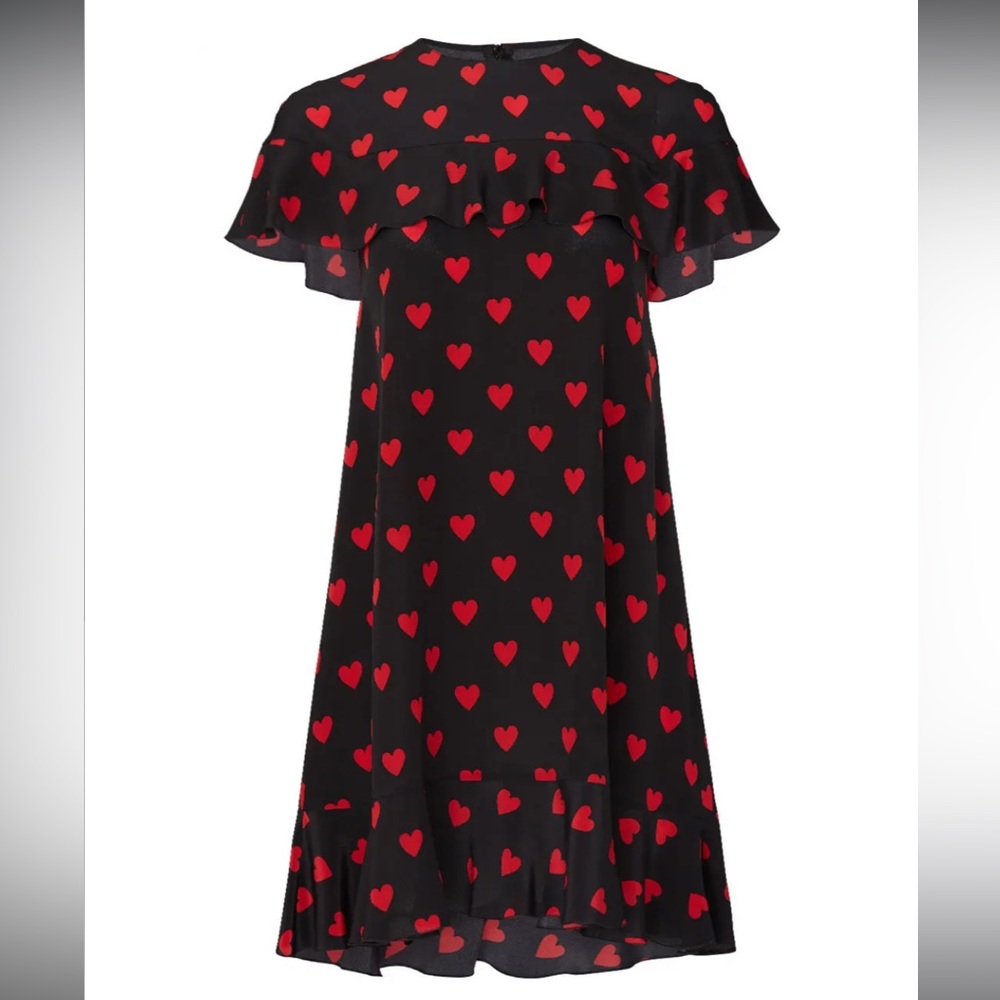 $825 RED ValentinoHeart Printed Shift Dress